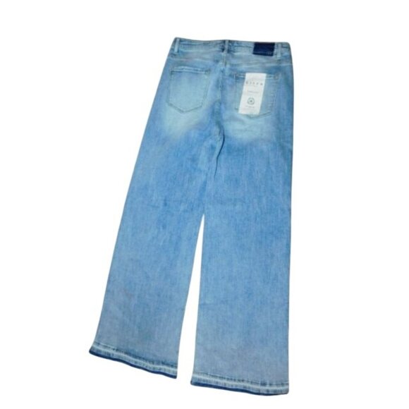 Risen Jeans Size 15/32 Distressed  Flared Wide Leg Denim Jeans NWT - Picture 2 of 2
